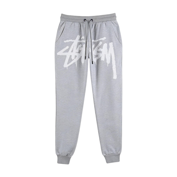 Gray Sweatpants with White Graffiti Logo